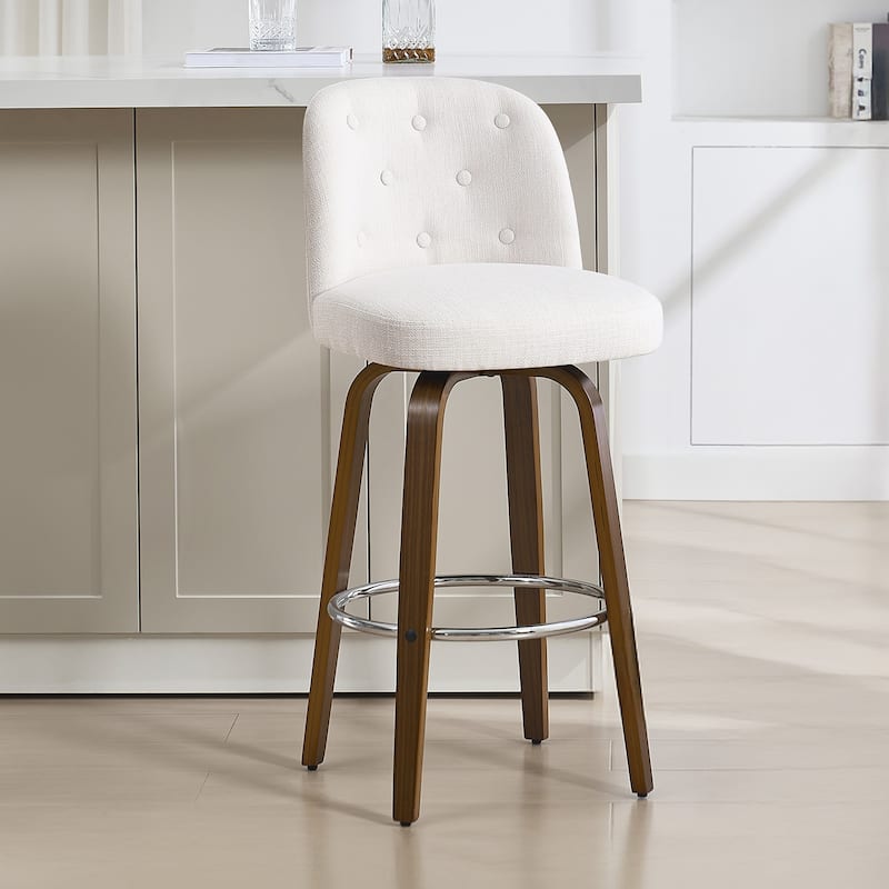 26"/29" Swivel Bar Stools/ Counter Stool with Bentwood Legs - Single - Linen-White - Bar Height