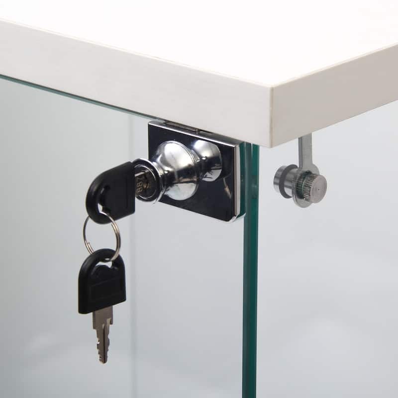 Modern Glass Curio Display Kitchen Cabinet File Cabinet with 3 Shelves