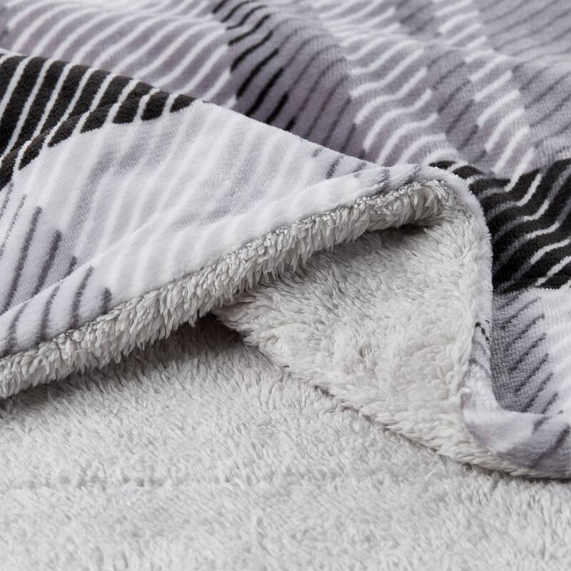 Poly Fleece Sherpa Throw - Oversized Plush Woven Polyester Bed or Sofa Blanket by Windsor Home