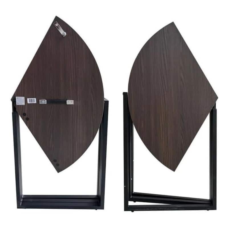 Chocolate Foldable Round Trifold Table 43" Multi-Use Space Saver
