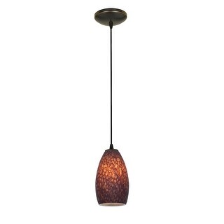 Access Lighting Champagne Bronze Integrated LED Cord Pendant, Brown Stone Shade