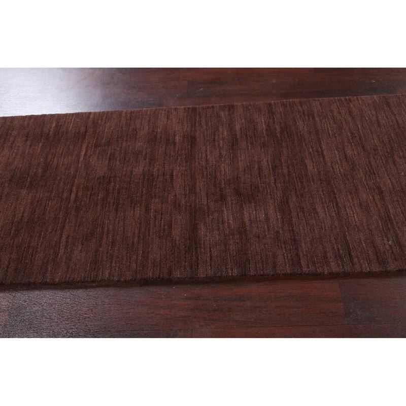 Contemporary Solid Gabbeh Oriental Runner Rug Hand-knotted Wool Carpet - 2'9" x 9'10"