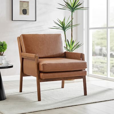 NPD Furniture Colton Fabric/Faux Leather Accent Arm Chair