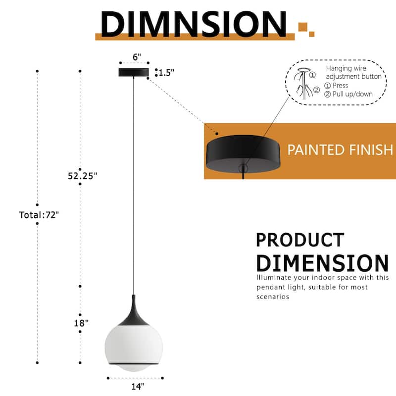 Maxax 1-Light Dimmable Integrated LED Pendant