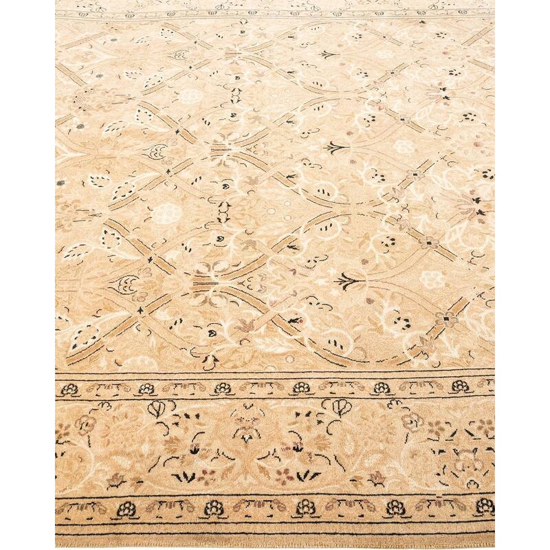 Overton Hand Knotted Wool Vintage Inspired Traditional Mogul Beige Area Rug - 6' 3" x 9' 2"
