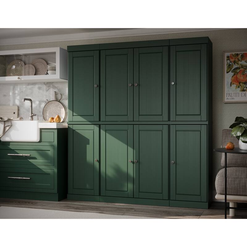 Palace Imports 100% Solid Wood Pantry Cabinet, Raised Panel Doors, Adjustable Shelves, 65" Wide, 71.5" Tall - 65" x 71.5" - Green