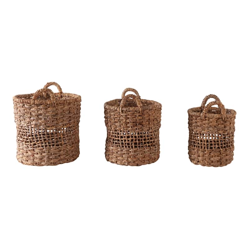 Woven Storage Basket Nesting Design (Set of 3) - 17", 18", 20" Tan - 17.25" x 17.25" x 19.75"