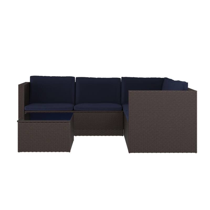 Indoor/Outdoor Patio Wicker Rattan Sofa and Table Set