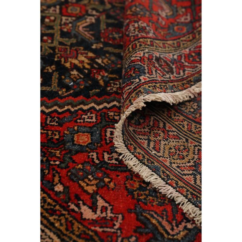 Hand Knotted Oriental 100% Wool Carpet Traditional Geometric Navy Blue & Blues Bibikabad Runner Rug - 13' 4'' X 3' 5''