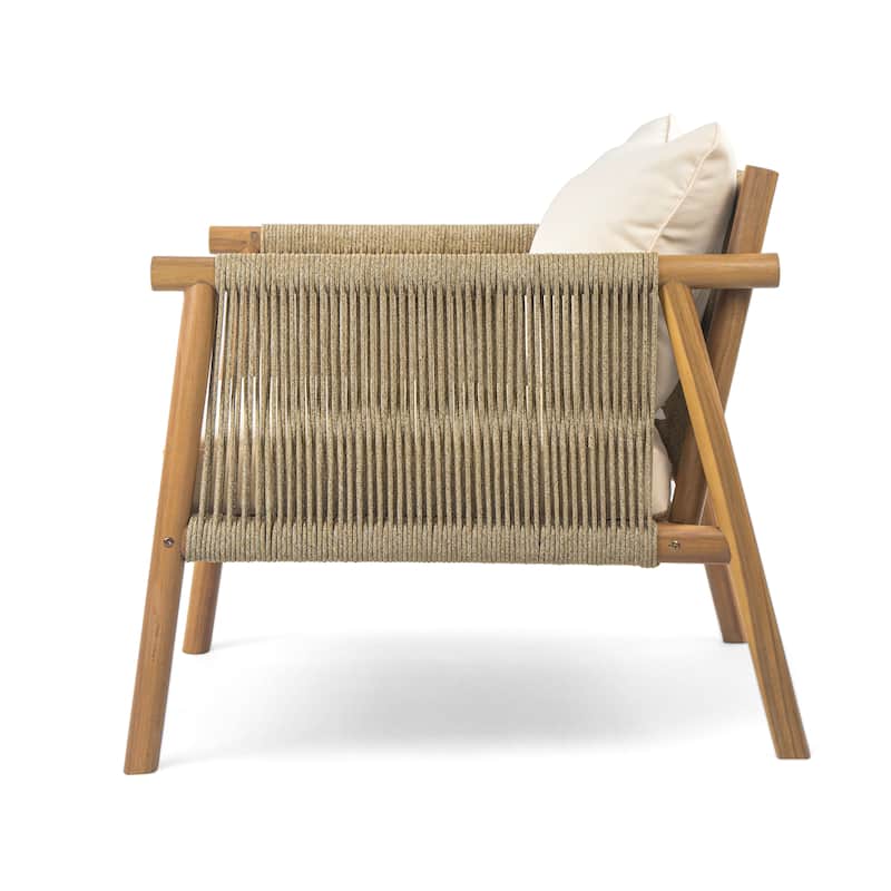 Christopher Knight Home - 28" Modern Outdoor Woven Lounge Chair with Solid Wood Frame and Comfortable Polyester Cushions