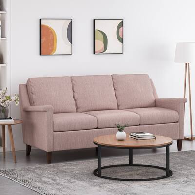 76.5 Inches Upholstered Couch, Compact Sofa Loveseat Couch with Wood Legs, Fabric Couches 2 Seats Love Seats for Living Room