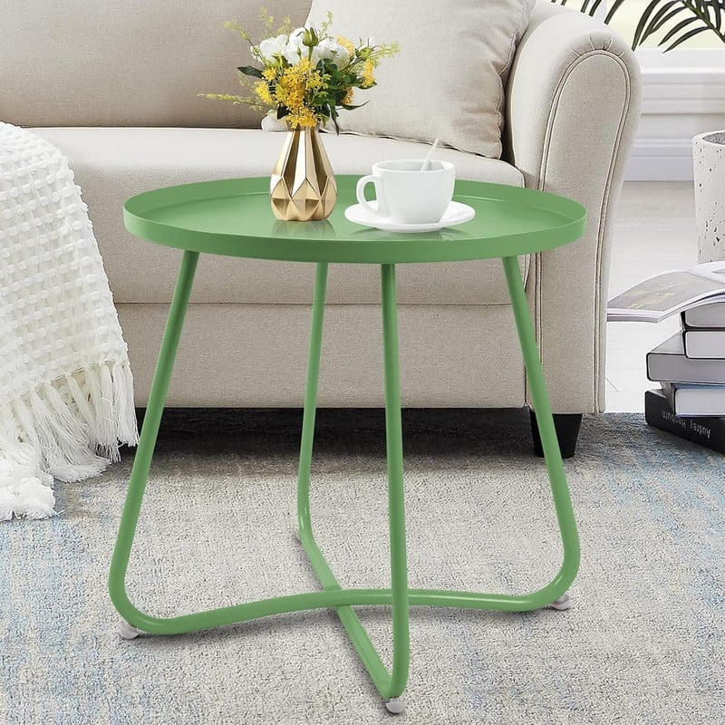 Outdoor Indoor End Table MetalW aterproof Round Side Table