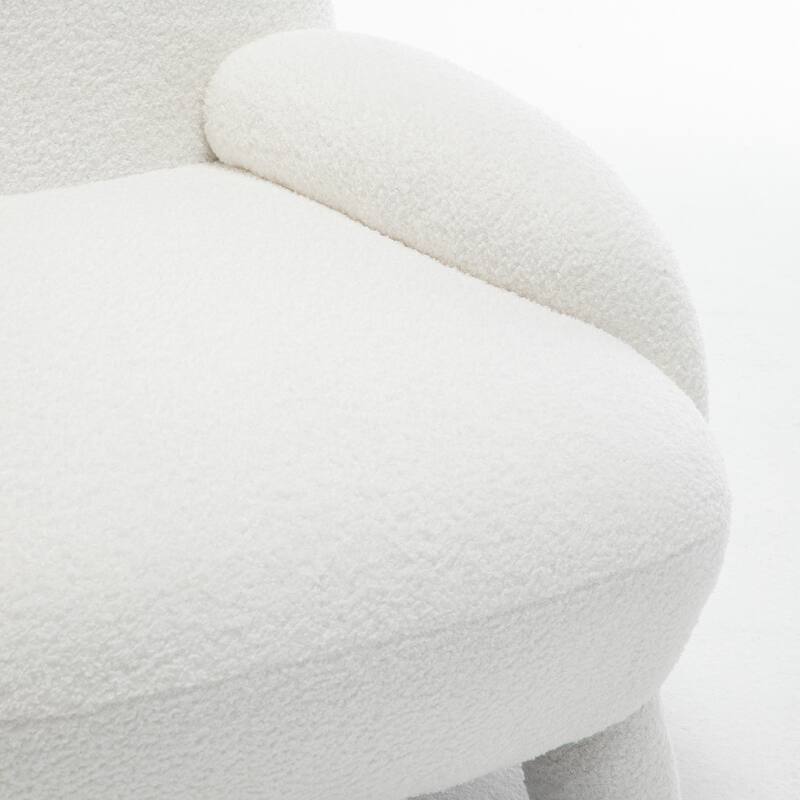 SEYNAR Modern Faux Sherpa Upolstered High Back Armless Accent Chair Set of 2