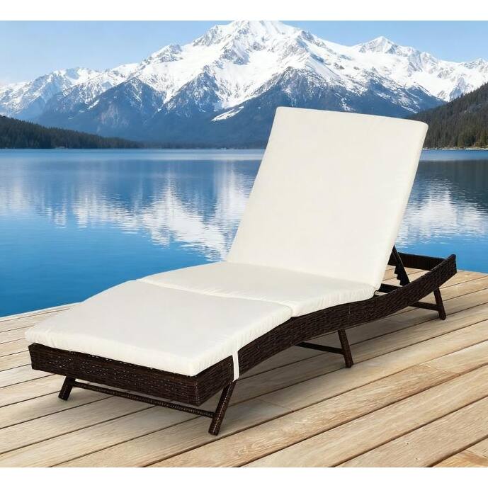 GDFStudio - Lucian Modern Outdoor Chaise Lounge with Adjustable Recline and Full-Body Poolside Comfort - Chaise Lounge - Coffee