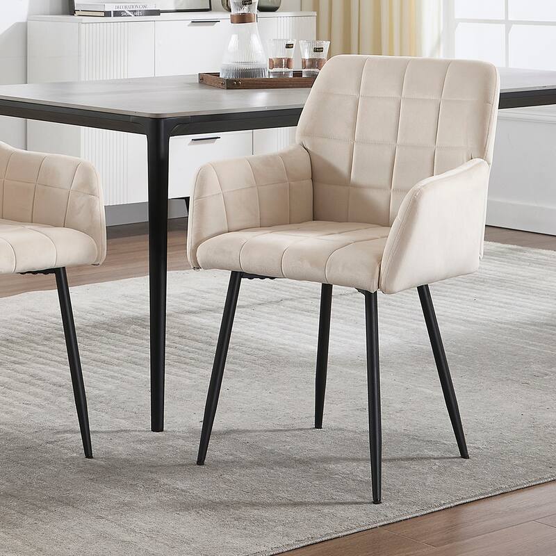 2PCS Velvet Dining Chairs - Cream