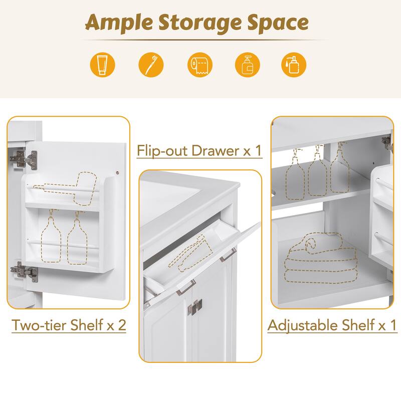 30 Inch Single Sink Bathroom Vanity Cabinet, Solid Wood Frame