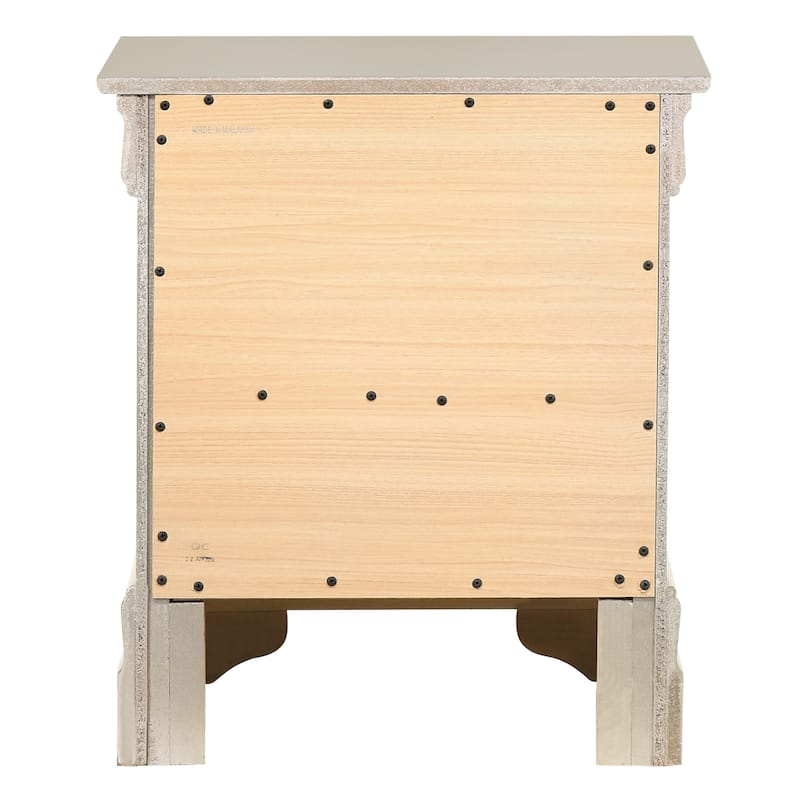 Silver Champagne Nightstand with Two Drawers, 24x21x16 Classic Bedside Storage Table with Timeless Stylish Appeal