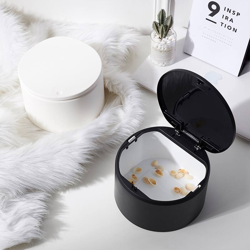 HANAMYA 0.6 Gallon Mini Cylindrical Trash Can with Press Top Lid