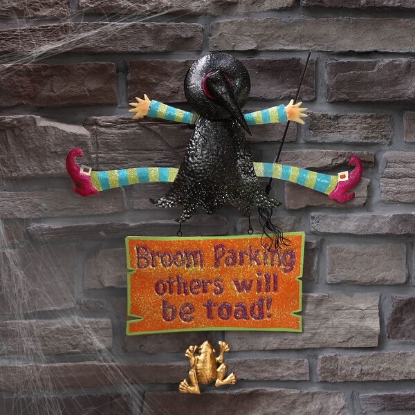 Halloween-Blechschild „Park Your Broom“ – 30,5 X 20,3 Cm, Metall, Vintage Deko Für Drinnen & Draußen