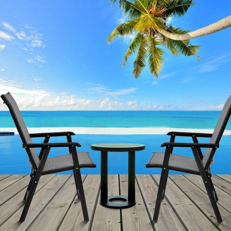Set of 2 Outdoor Patio Folding Chairs with Comfortable Ergonomic Armrests - 27" x 23" x 37" (D x W x H)