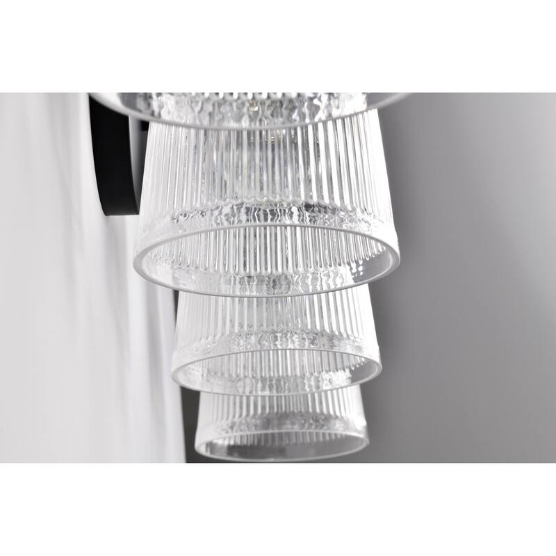 Grayson 4 Light Vanity Matte Black Finish Clear Ribbed Glass - Matte Black