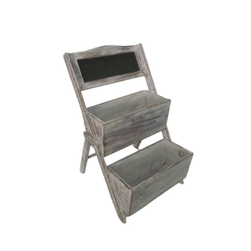 Home Garden Decorative Wood Shelf In Whitewash Gray - Gray