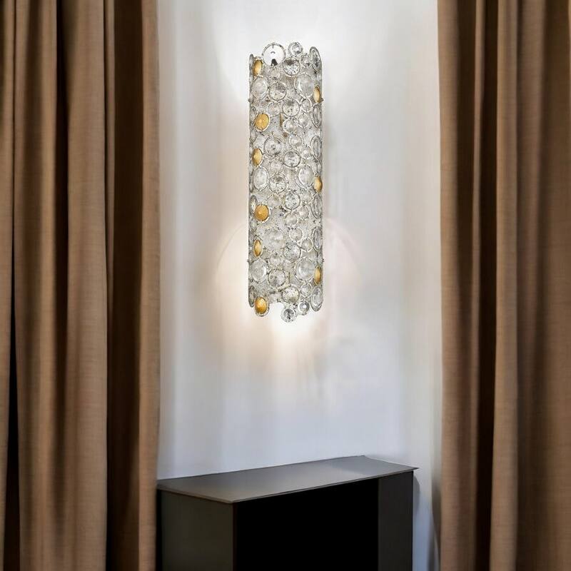Modern Silver Flush Mount Sconce Light with Ambient 3-Light and Compatible with E12 LED Bulbs - 27”H x 7.5”W