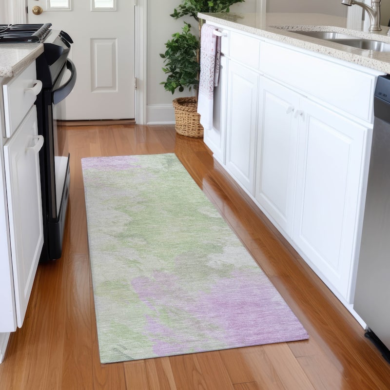 Premium Washable Super Soft Abstract Modern Mayfield Rug - Aloe - 2'3" x 7'6"