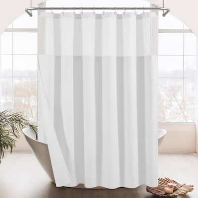 Honeycomb Waffle Weave Shower Curtain with Snap-in Liner