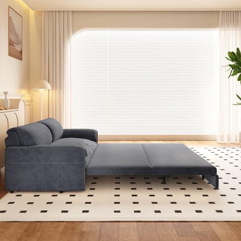 Convertible Sleeper Sofa Multi-Functional Velvet Loveseat Bed