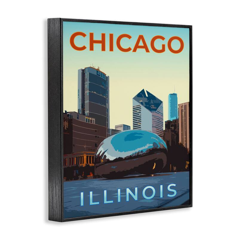 Stupell Chicago Bean Landmark Framed Giclee Art Design By Victoria Barnes