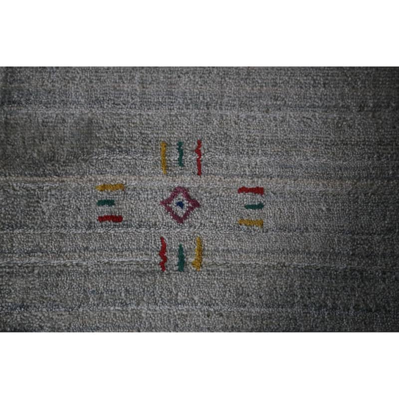 Hand Knotted Oriental 100% Wool Carpet Tribal Tribal Greys & Charcoal Gabbeh Area Rug - 12' 2'' X 8' 11''