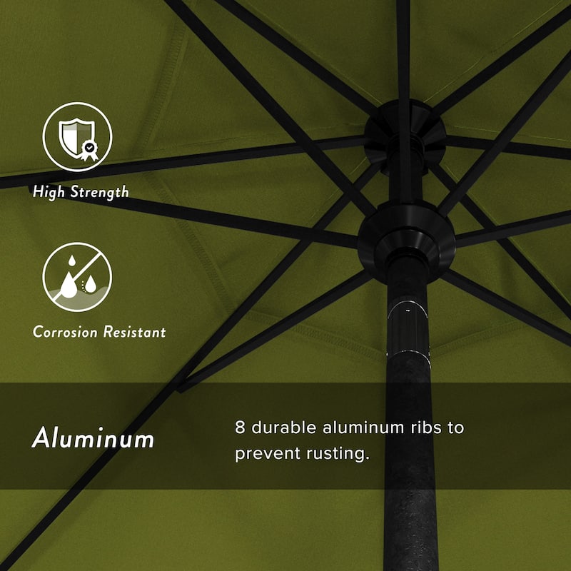 California Umbrella 9' Rd Golden State Series Patio Umbrella Black Aluminum Frame Crank Lift Collar Tilt Pacifica Pacific Blue