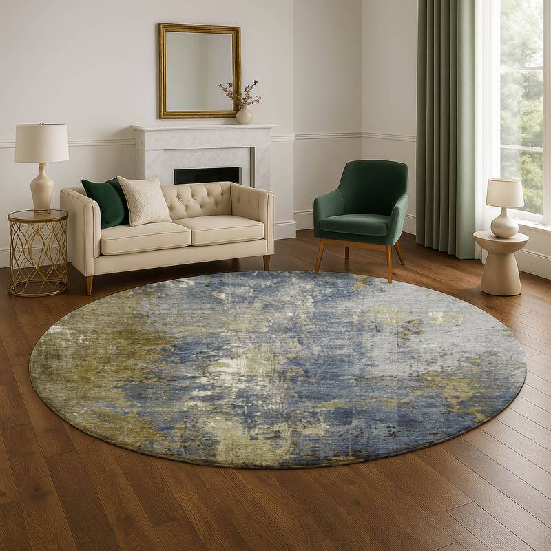 Premium Washable Super Soft Abstract Chic Mayfield Rug - Khaki - 8' x 8'