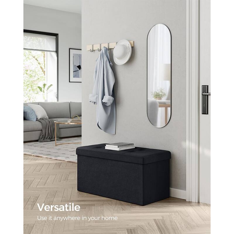 Velvet Padded Storage Ottoman Bench with Foldable Design and Hidden Compartment for Living Room or Bedroom