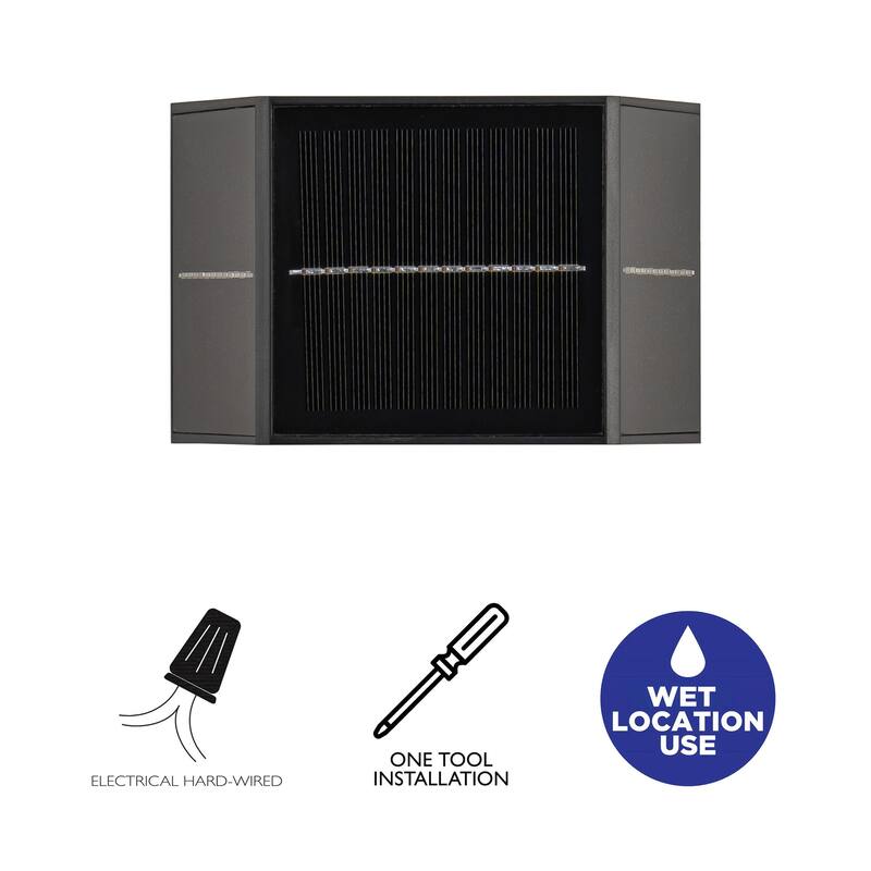 C Cattleya 2-Pack Black Solar LED Dusk to Dawn Outdoor Wall Light