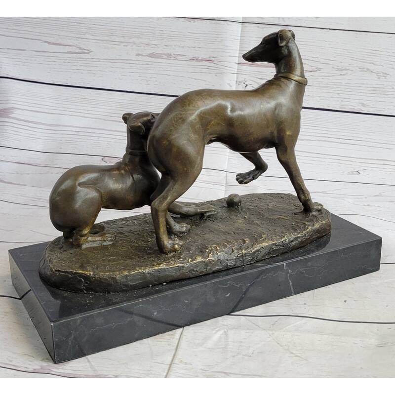 Pj Mene Two Greyhounds Imitative Dogs Playingargente And Dore Bronze Statue Sculpture