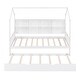 preview thumbnail 13 of 13, Twin Size Kids Bed with Trundle and Storage Shelf, Wooden House Frame with Roof and Play Area Design