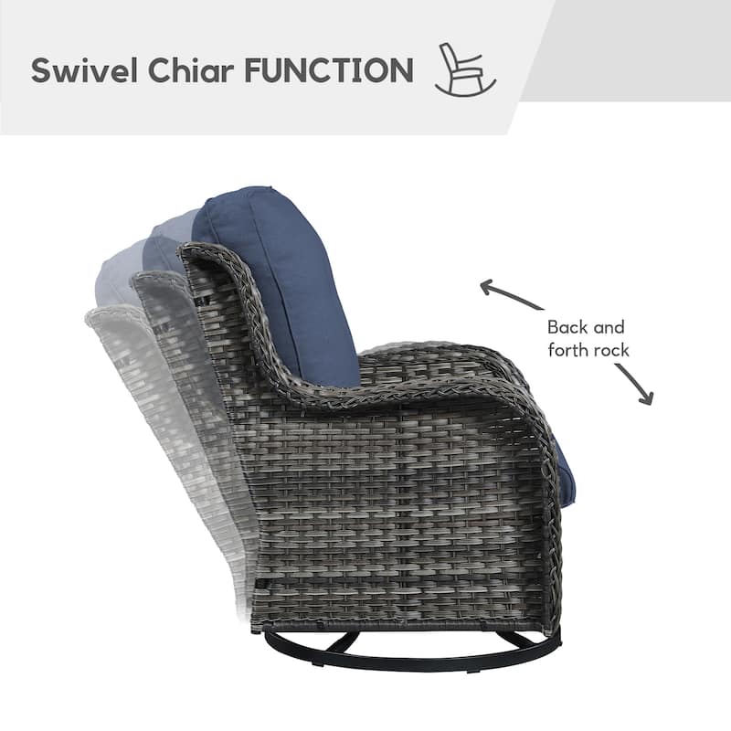 Gymojoy Patio Swivel Rocking Chair Coffee Table Set