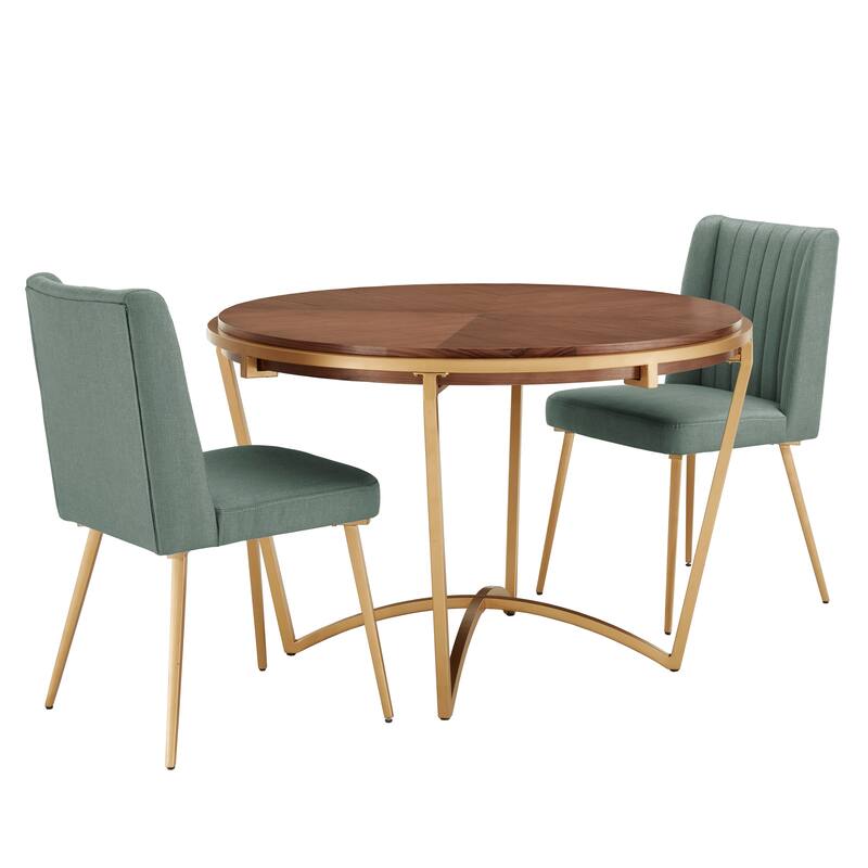 Vanderson Natural Wood and Gold Dining Set by iNSPIRE Q Modern - 3-Piece Set - Aqua Green