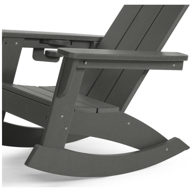 Shoreside Kids Outdoor Poly Adirondack Rocking Chair with Cup Holder (Set of 2)