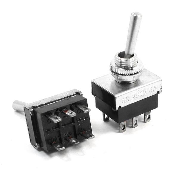 Ac 250v 3a On Off 2 Positions 6 Pin Self Locking Toggle Switch Kn4 2pcs