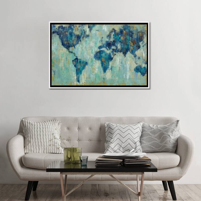 iCanvas "Map Of The World" by Silvia Vassileva Framed Canvas Print