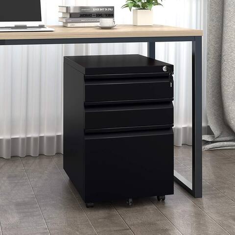 Superday 3-drawer Locking Rolling Metal File Cabinet