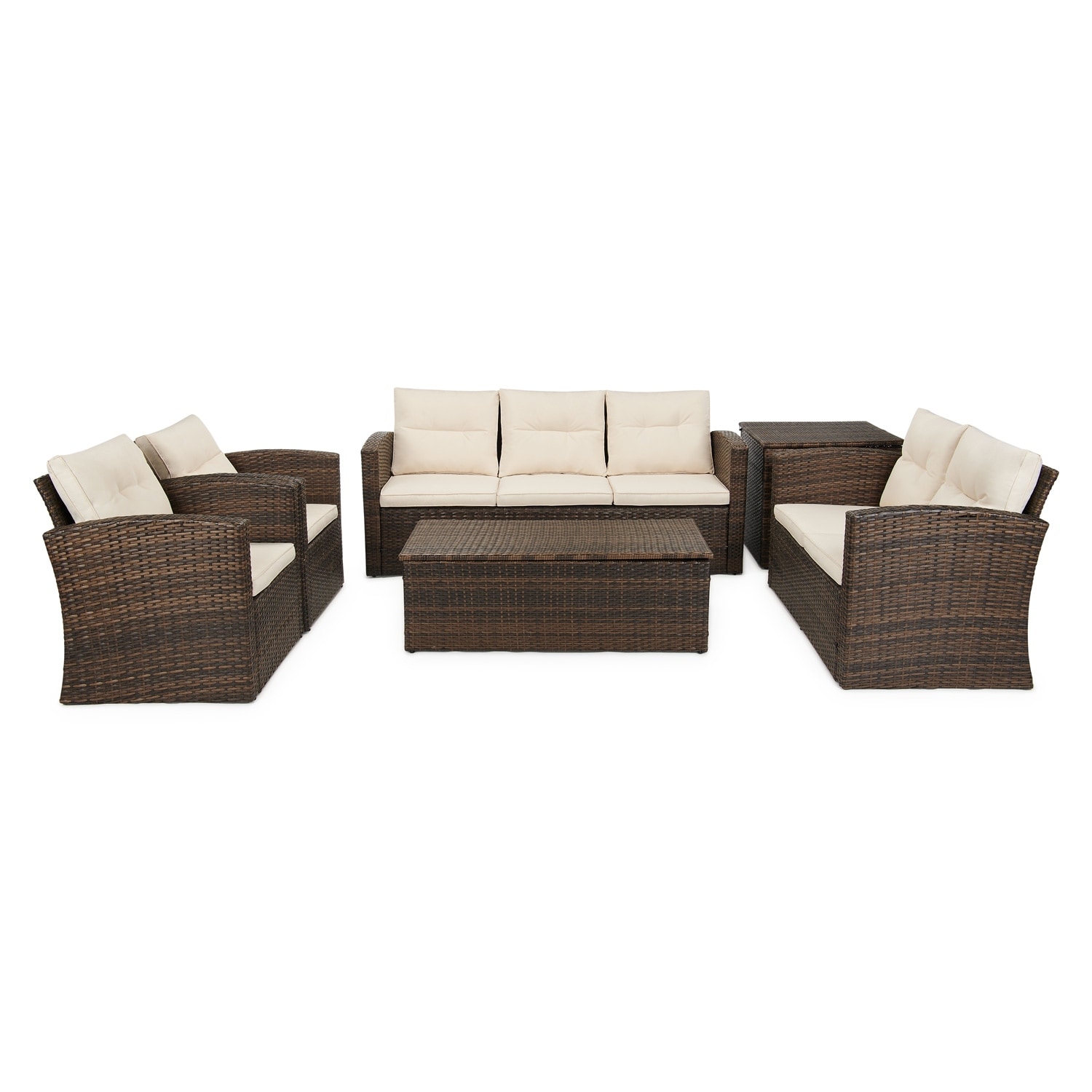 grearden 6 piece outdoor furniture sofa wicker patio conversation set with cushions