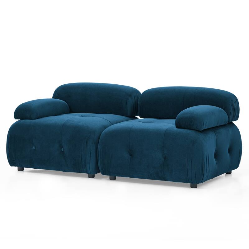 Blue 93" Modular L-Shaped 4-Seater Sofa with Reversible Ottoman