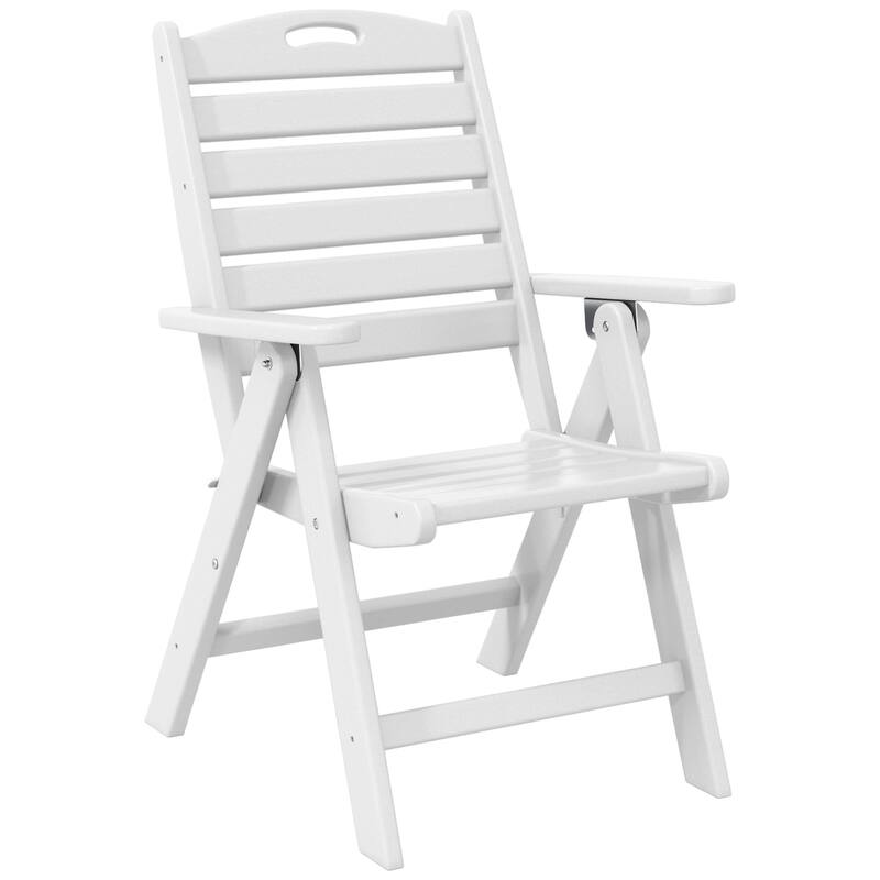 Laguna Foldable Highback Patio Dining Chair with Adjustable Recline Feature - White