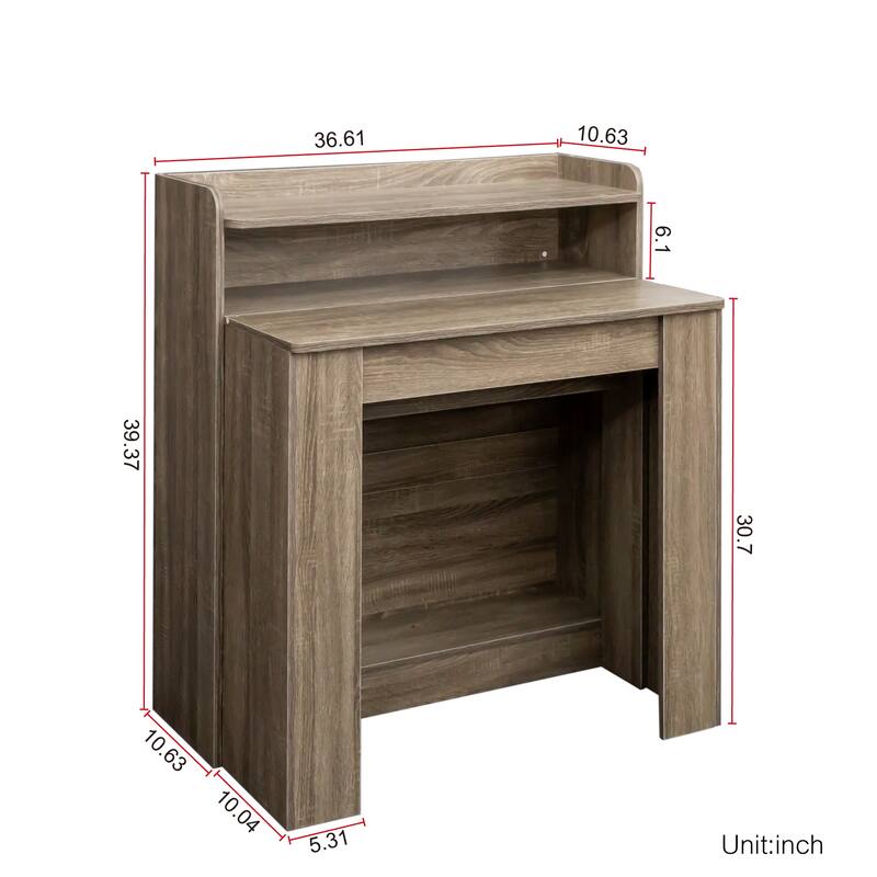 Multifunctional Extendable Console Table Dining Table, Rectangle Wooden Kitchen Dining Room Table