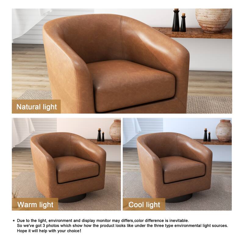 Round Barrel Armchair 360-Degree Swivel Accent Chairs