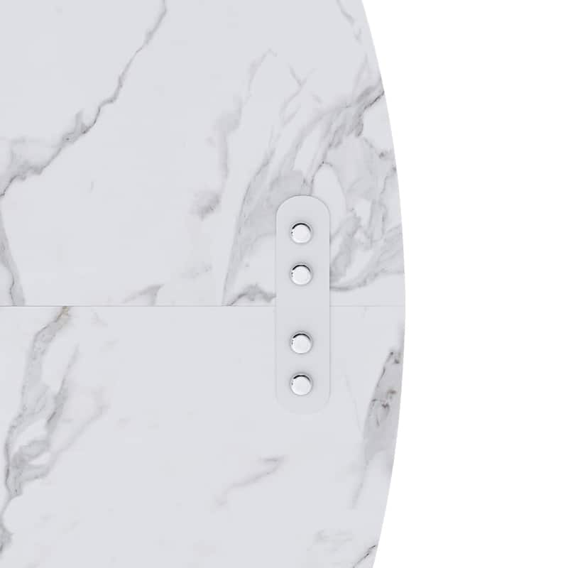 47.24" Round Dining Table for 4 - Farmhouse MDF Table with Marble White Finish, 300lb Capacity, Easy Assembly for Dining Room